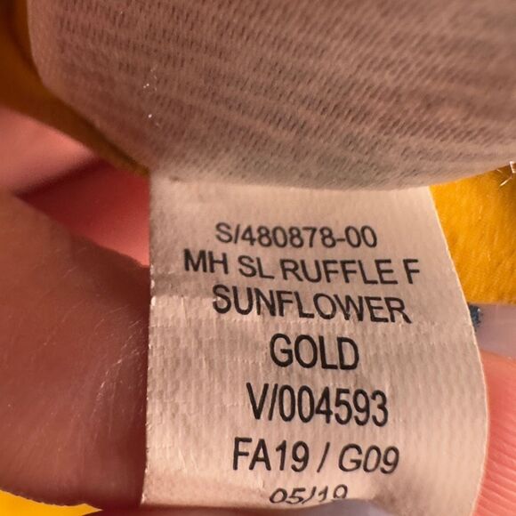 Old Navy Waist Defined Ruffle Tie Neck Midi Dress Sunflower Gold Womens Large - Picture 9 of 9